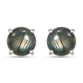 Malagasy Labradorite 4.80 ctw Solitaire Stud Earrings in Rhodium Over Sterling Silver - Sticky add to cart bar