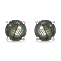 Malagasy Labradorite 4.80 ctw Solitaire Stud Earrings in Rhodium Over Sterling Silver