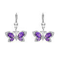 African Amethyst and Multi Gemstone 2.40 ctw Butterfly Lever Back Earrings in Platinum Over Sterling Silver - Sticky add to cart bar