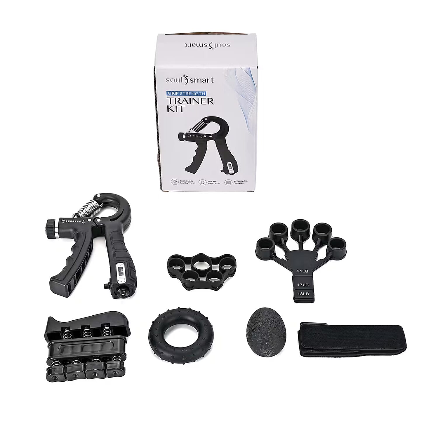 Black 6pcs Grip Strength Trainer Sets