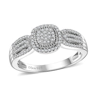 Doorbuster Blue Diamond (IR) Cluster Ring in Rhodium Over Sterling Silver (Size 10.0) 0.33 ctw