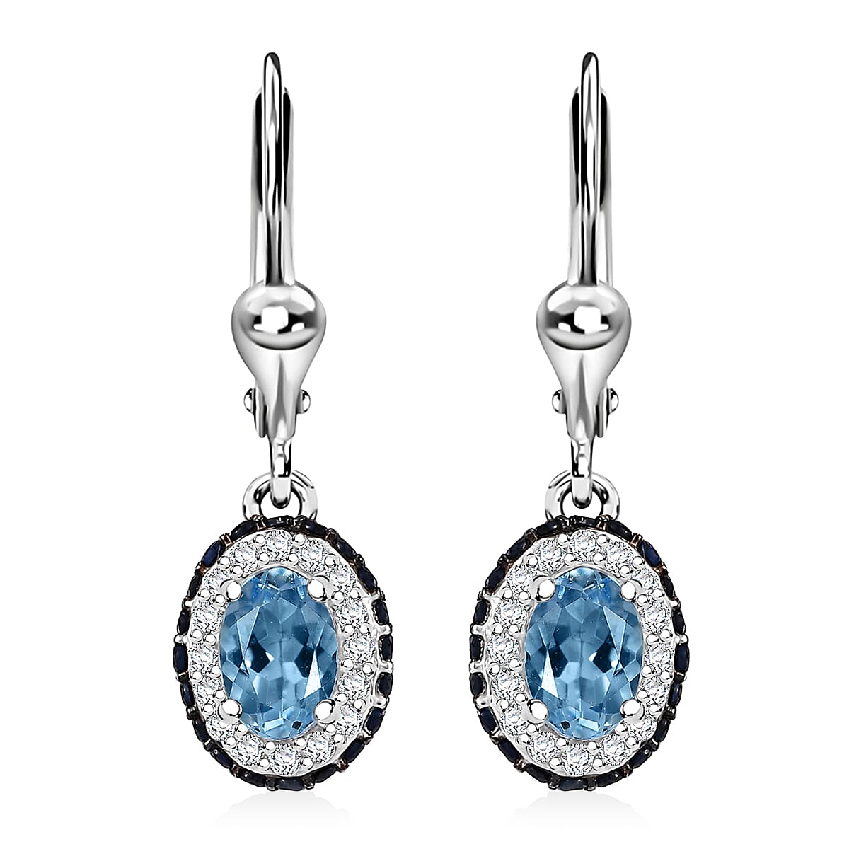 Santa Maria Aquamarine and Multi Gemstone 1.35 ctw Ocean Whisper Earrings in Rhodium Over Sterling Silver
