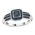 Doorbuster Blue Diamond (IR) Ring in Rhodium Over Sterling Silver (Size 7.0) 0.25 ctw - Sticky add to cart bar