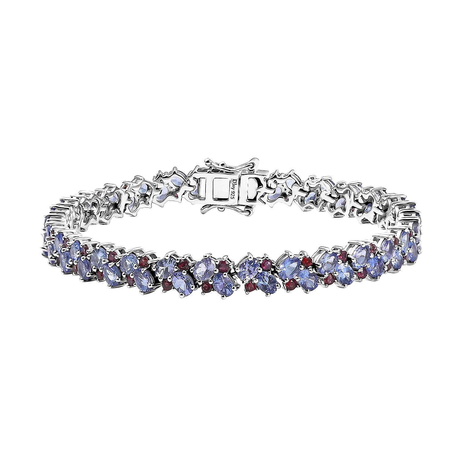 TLV Tanzanite, Anthill Garnet Bracelet in Rhodium Over Sterling Silver (7.25 In) 12.30 ctw