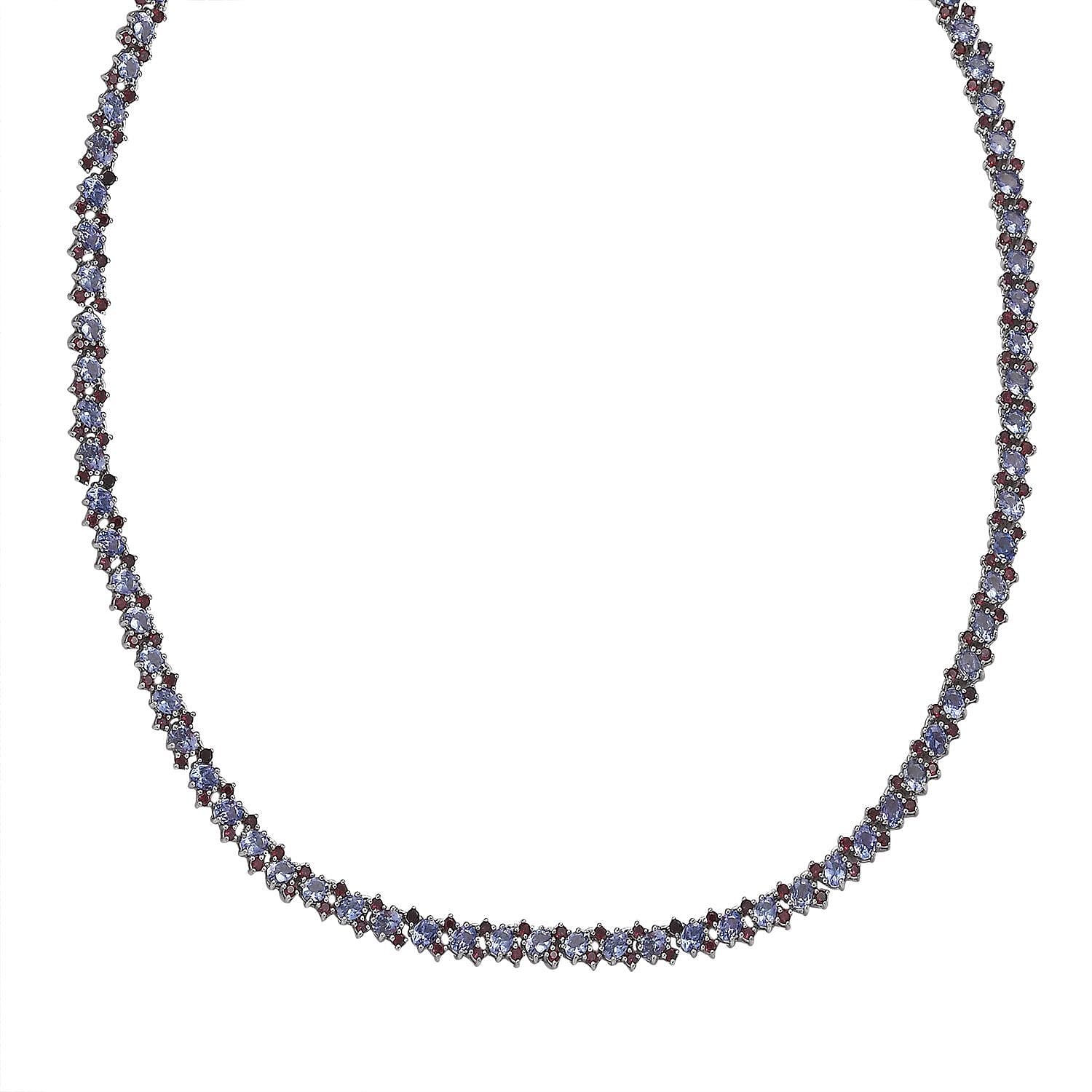 Doorbuster Tanzanite and Anthill Garnet 18.80 ctw Natural Blooming Necklace in Rhodium Over Sterling Silver 18 Inches