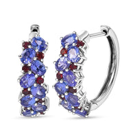TLV Tanzanite, Anthill Garnet Hoop Earrings in Rhodium Over Sterling Silver 3.90 ctw