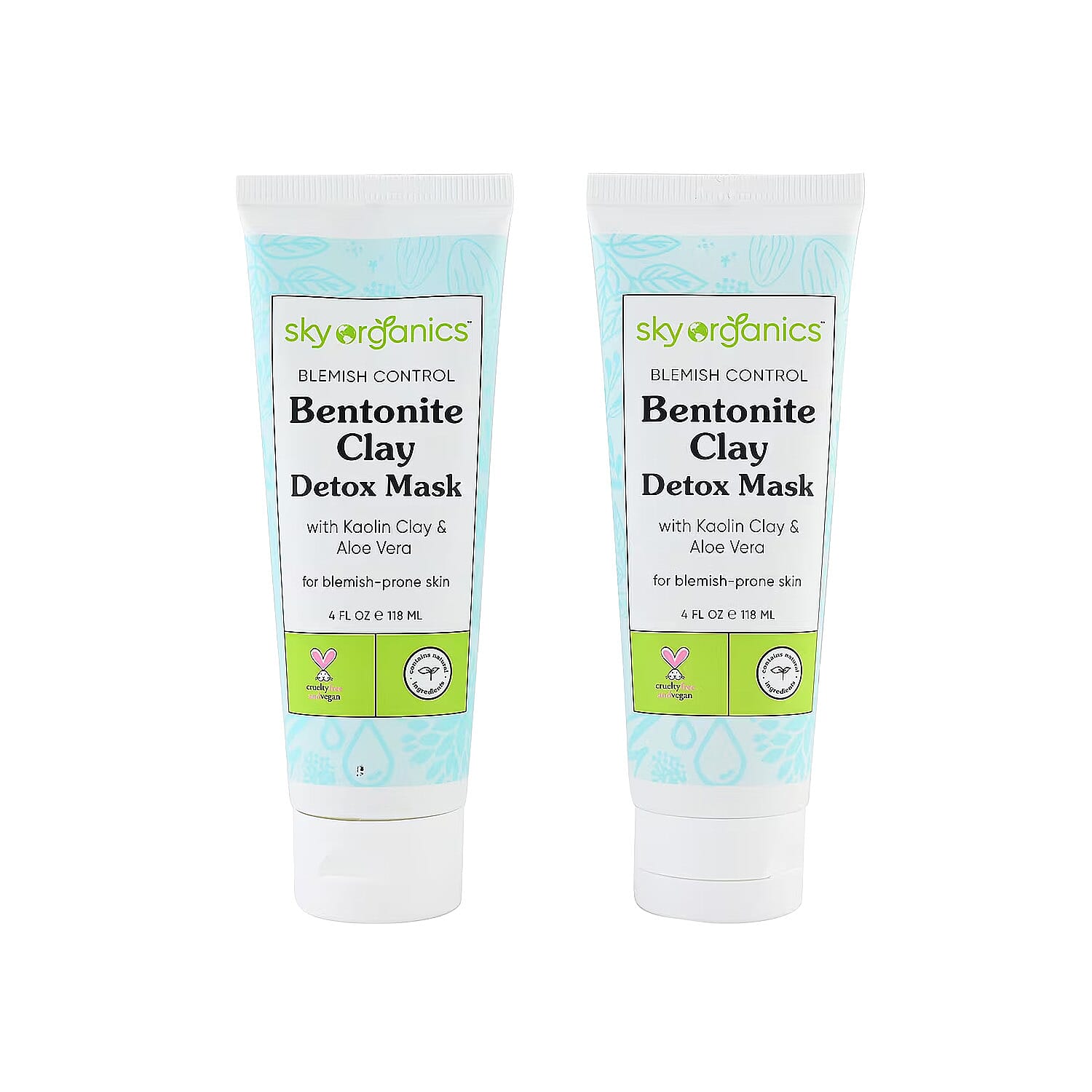 Closeout Sky Organics Bentonite Clay Detox Mask with Kaolin Clay & Aloe Vera BOGO (2x4oz)
