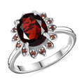 Mozambique Garnet Sunflower Ring in Rhodium Over Sterling Silver (Size 10.0) 3.25 ctw - Sticky add to cart bar