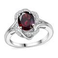 Mozambique Garnet, White Zircon Scarlet Wave Ring in Rhodium Over Sterling Silver (Size 10.0) 2.50 ctw - Sticky add to cart bar