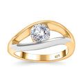 Moissanite 0.75 ctw Ring in Rhodium and 18K Vermeil Yellow Gold Over Sterling Silver (Size 6.5) - Sticky add to cart bar