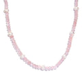 Galilea Rose Quartz and Pearl Beaded 60.00 ctw Necklace 20 Inches in Rhodium Over Sterling Silver - Sticky add to cart bar