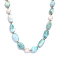 Larimar and Pearl Beaded 210.00 ctw Necklace 20 Inches in 18K Yellow Gold Over Sterling Silver - Sticky add to cart bar