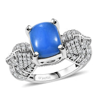 Ceruleite and Multi Gemstone 5.50 ctw Seahorse Ring in Rhodium Over Sterling Silver (Size 10.0) (Del. in 10-12 Days)