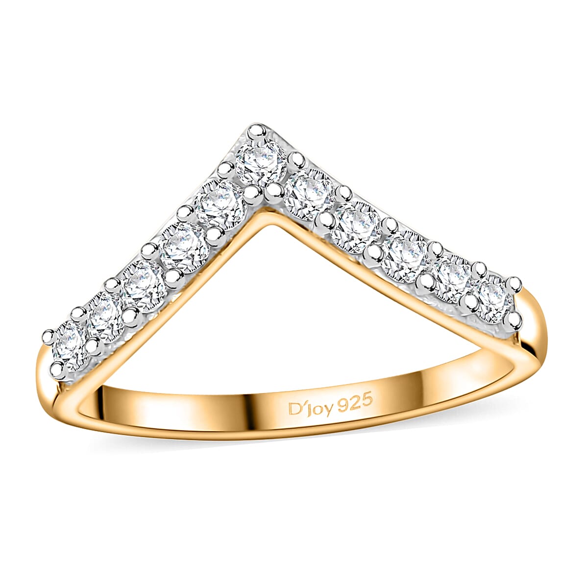 Moissanite 0.35 ctw Wishbone Ring in 18K Vermeil Yellow Gold Over Sterling Silver (Size 10.0)