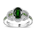 Chrome Diopside and White Zircon 2.00 ctw Ring in Rhodium Over Sterling Silver (Size 10.0) - Sticky add to cart bar