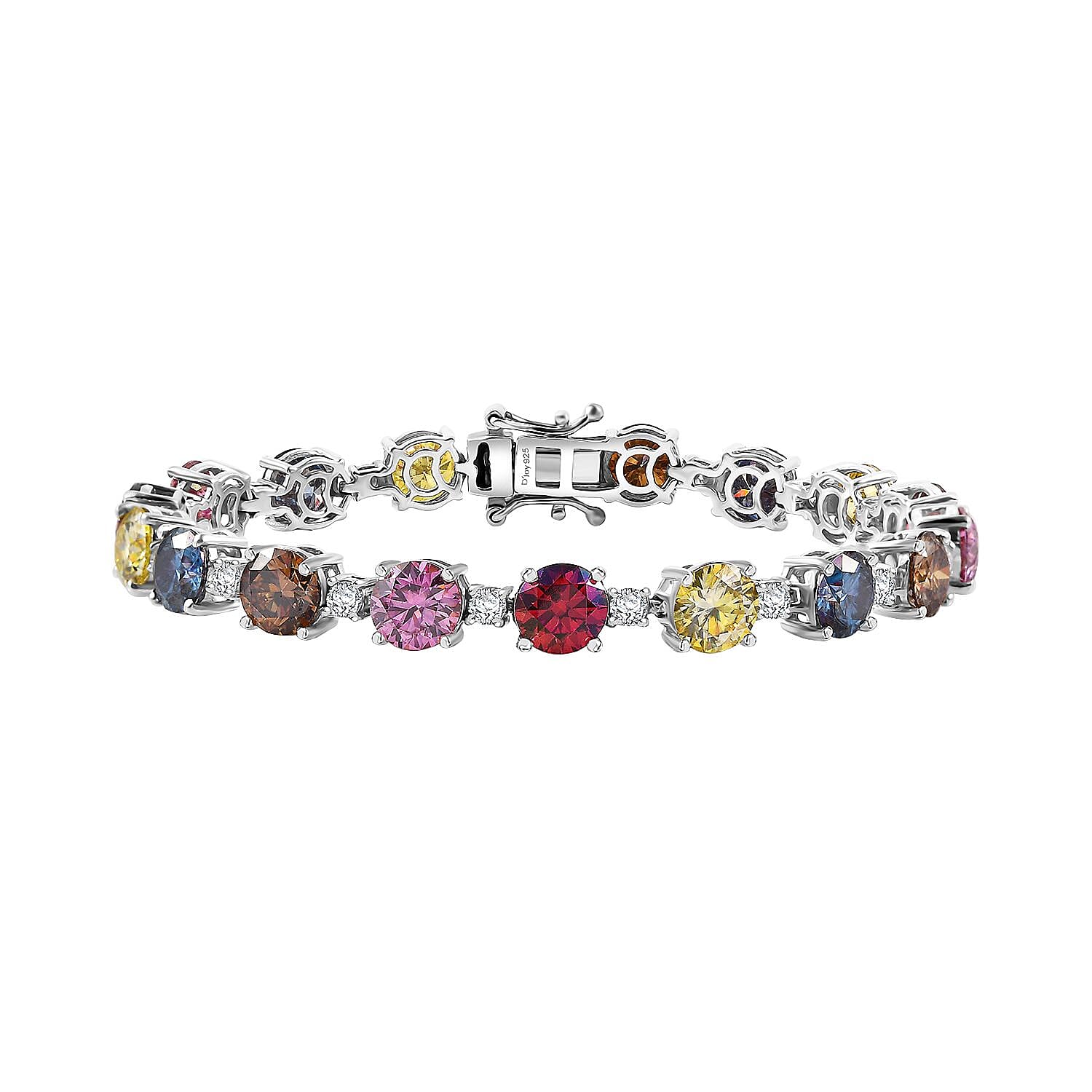 Colors of Moissanite 17.00 ctw Bracelet in Rhodium Over Sterling Silver (6.50 In)