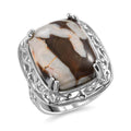 Karis Peanut Wood Jasper Solitaire Ring in Platinum Bond (Size 10.0) 14.85 ctw - Sticky add to cart bar