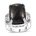 Karis Matrix Silver Shungite Solitaire Ring in Platinum Bond (Size 10.0) 10.50 ctw - Sticky add to cart bar