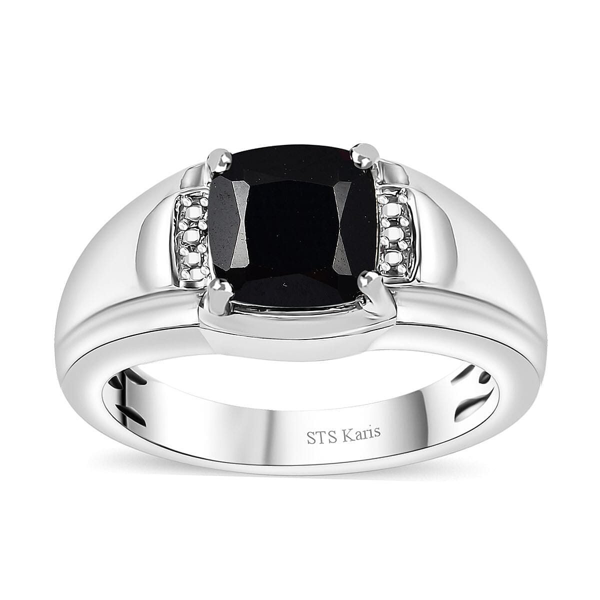 Karis Thai Black Spinel Men's Ring in Platinum Bond (Size 10.0) 3.00 ctw