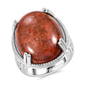 Karis Poppy Jasper Solitaire Ring in Platinum Bond (Size 10.0) 20.90 ctw - Sticky add to cart bar