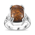 Script Stone Solitaire Ring in Platinum Over Copper with Magnet (Size 10.0) 5.50 ctw - Sticky add to cart bar