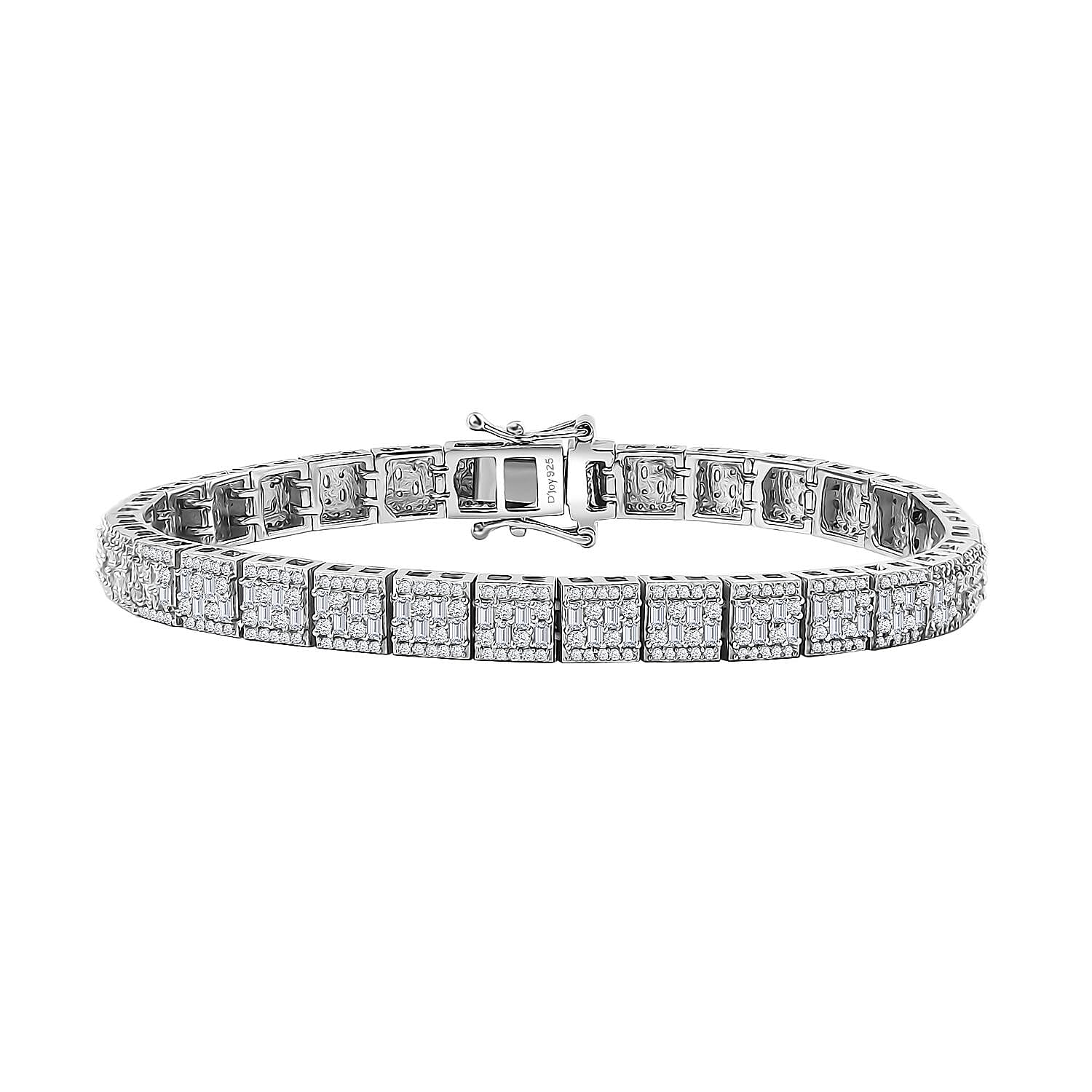 Diamond Tennis Bracelet in Rhodium Over Sterling Silver (7.25 In) 4.00 ctw
