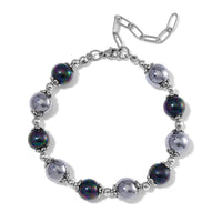 Terahertz, Peacock Color Shell Pearl Bracelet in Stainless Steel (7.5-9.5In) 35.00 ctw