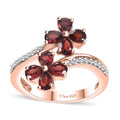 Premium Anthill Garnet, White Zircon Bypass Floral Ring in 18K Vermeil RG Over Sterling Silver (Size 8.0) 1.65 ctw - Sticky add to cart bar
