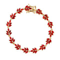 Mexican Cherry Fire Opal 4.00 ctw Floral Bracelet in 18K Vermeil Yellow Gold Over Sterling Silver (6.50 In) - Sticky add to cart bar