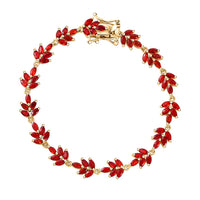 Mexican Cherry Fire Opal 4.00 ctw Floral Bracelet in 18K Vermeil Yellow Gold Over Sterling Silver (6.50 In)