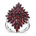 Premium Anthill Garnet 5.60 ctw Elongated Floral Ring in Rhodium Over Sterling Silver - Sticky add to cart bar