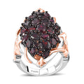 Premium Anthill Garnet 5.60 ctw Crimson Vine Flame Ring in Vermeil RG and Rhodium Over Sterling Silver - Sticky add to cart bar