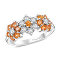Madagascar Yellow Sapphire, Moissanite Three Flower Ring in Rhodium Over Sterling Silver (Size 10.0) 1.50 ctw - Sticky add to cart bar
