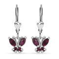 Premium Anthill Garnet 1.00 ctw Butterfly Earrings in Rhodium Over Sterling Silver - Sticky add to cart bar