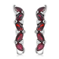 D'Joy Premium Anthill Garnet and White Zircon 2.10 ctw J-Hoop Earrings in Rhodium Over Sterling Silver - Sticky add to cart bar