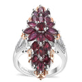 Anthill Garnet, White Zircon Elongated Ring in Vermeil RG and Rhodium Over Sterling Silver (Size 10.0) 4.65 ctw - Sticky add to cart bar