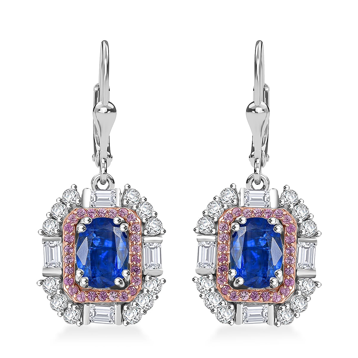 Kashmir Kyanite and Multi Gemstone 5.50 ctw Royal Elegance Earrings in Rhodium Over Sterling Silver