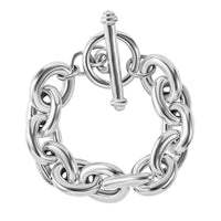Sterling Silver Toggle Clasp Bracelet (7.25 In) 29.81 Grams