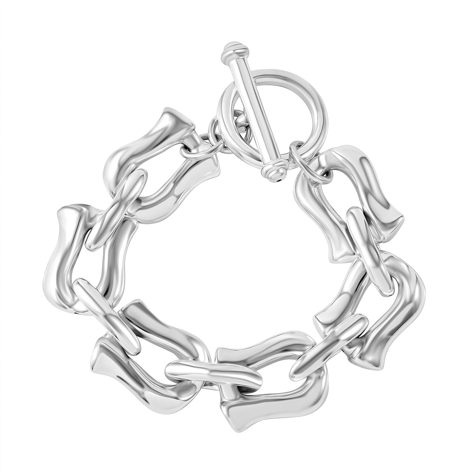 Sterling Silver Link Toggle Clasp Bracelet (7.25 In) 18.71 Grams