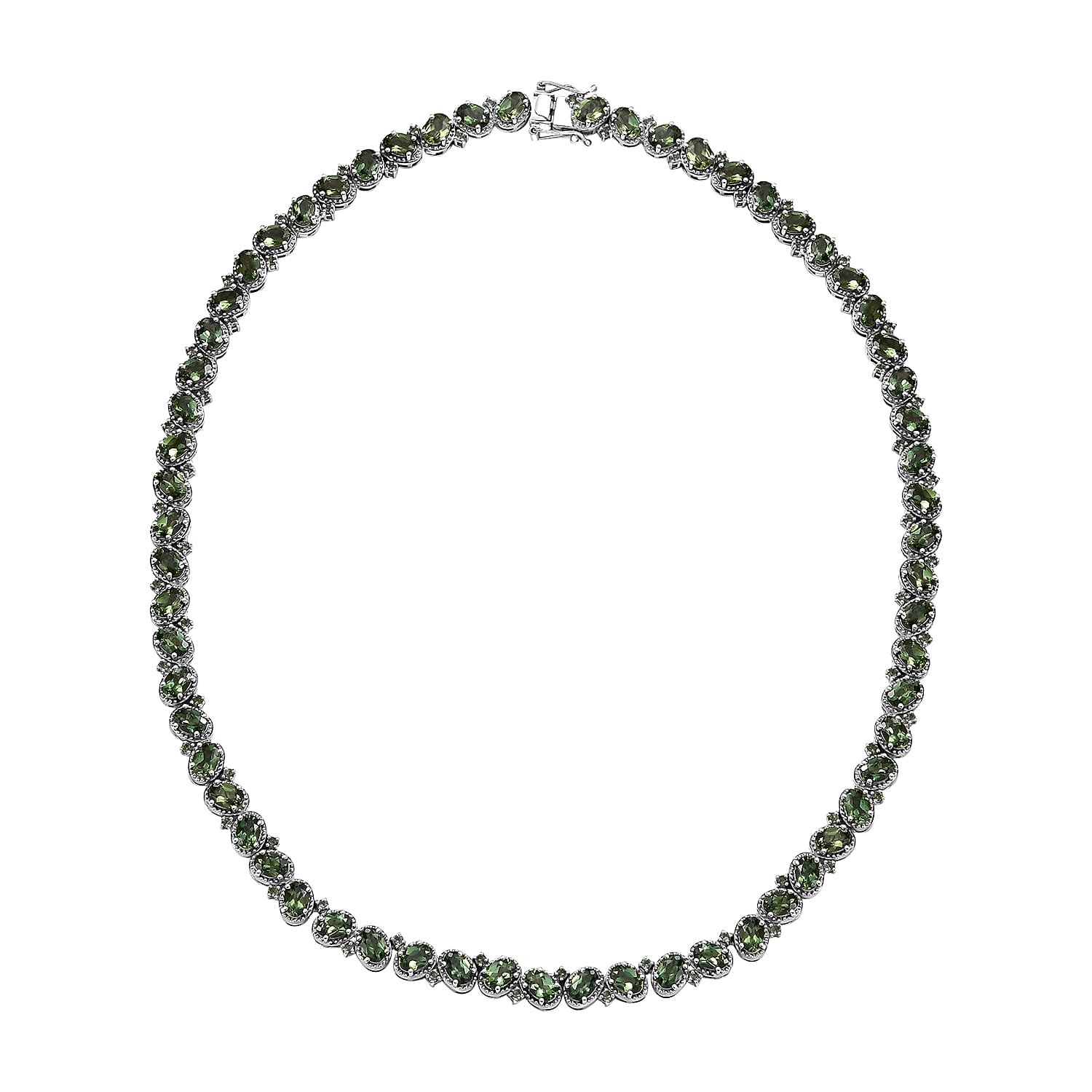 TLV Betroka Blue Apatite Necklace (18 Inches) in Rhodium Over Sterling Silver 29.50 ctw