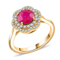 Certified & Appraised Luxoro 14K Yellow Gold AAA Royal Ruby, Diamond (I2) (0.32 cts) Ring (Size 6.0) (4.10 g) 2.00 ctw