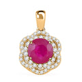 Certified & Appraised Luxoro AAA Mozambique Ruby and I2 Diamond 2.35 ctw Pendant in 14K Yellow Gold - Sticky add to cart bar