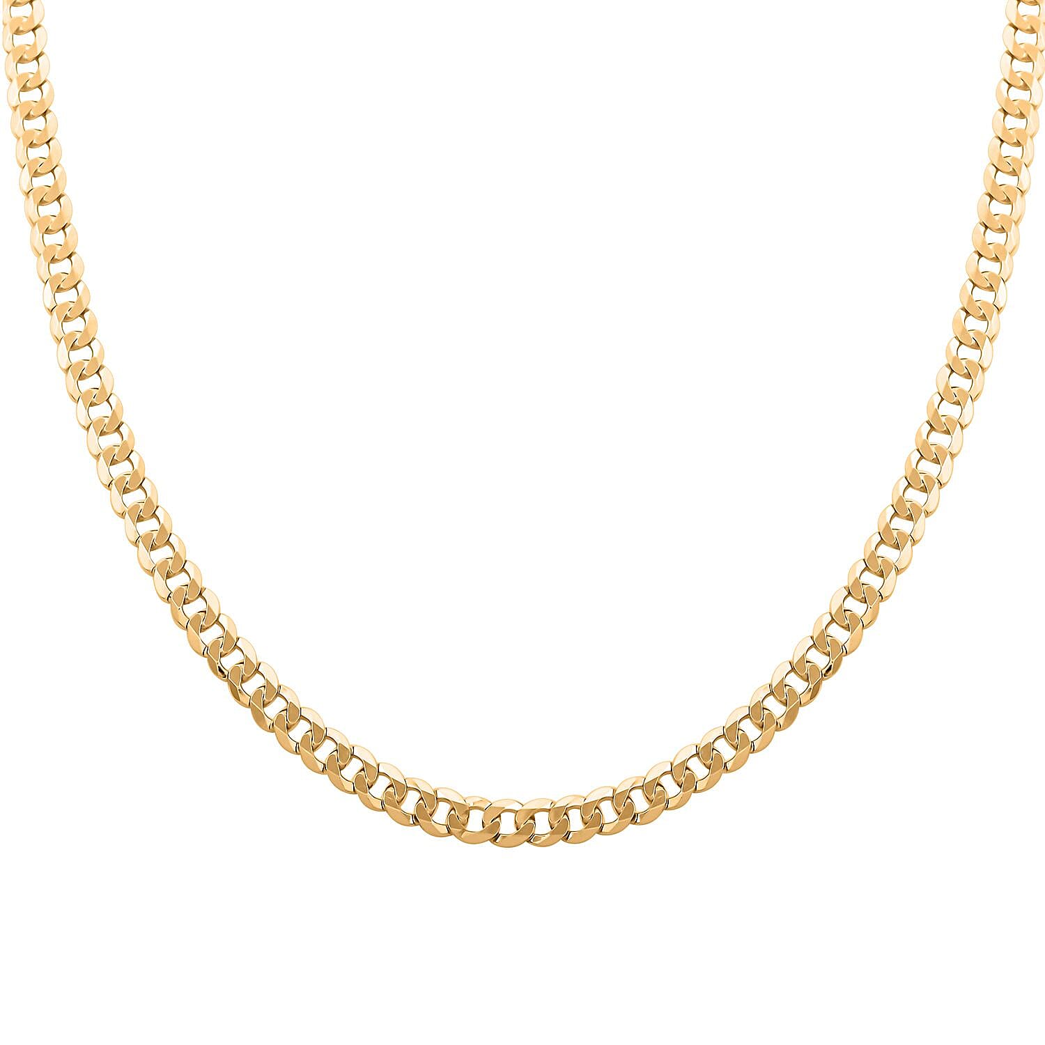 Flat Curb Necklace in 14K Yellow Gold Over Sterling Silver 24 Inches 20.5 Grams
