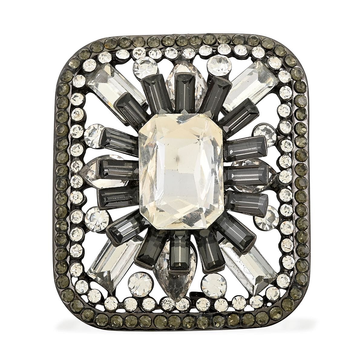 Austrian Crystal Skyline Vintage Brooch in Silvertone