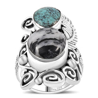 Doorbuster Artisan Crafted White Buffalo Ring in Sterling Silver (Size 7.0) 8.80 ctw