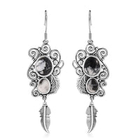 Doorbuster White Buffalo Earrings in Black Oxidized Sterling Silver 9.35 ctw