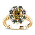 Premium Golden Tanzanite, Multi Gemstone Floral Ring in 18K Vermeil YG Over Sterling Silver (Size 6.0) 2.00 ctw - Sticky add to cart bar