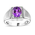 Mashamba Amethyst Men's Ring in Platinum Over Sterling Silver (Size 10.0) 2.50 ctw - Sticky add to cart bar