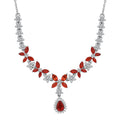 Mexican Cherry Fire Opal and Moissanite 3.65 ctw Butterfly Necklace in Rhodium Over Sterling Silver 18 Inches - Sticky add to cart bar