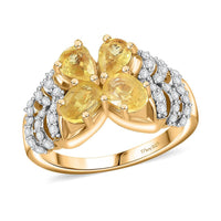 Madagascar Yellow Sapphire, Moissanite Butterfly Ring in 18K Vermeil YG Over Sterling Silver (Size 10.0) 2.70 ctw